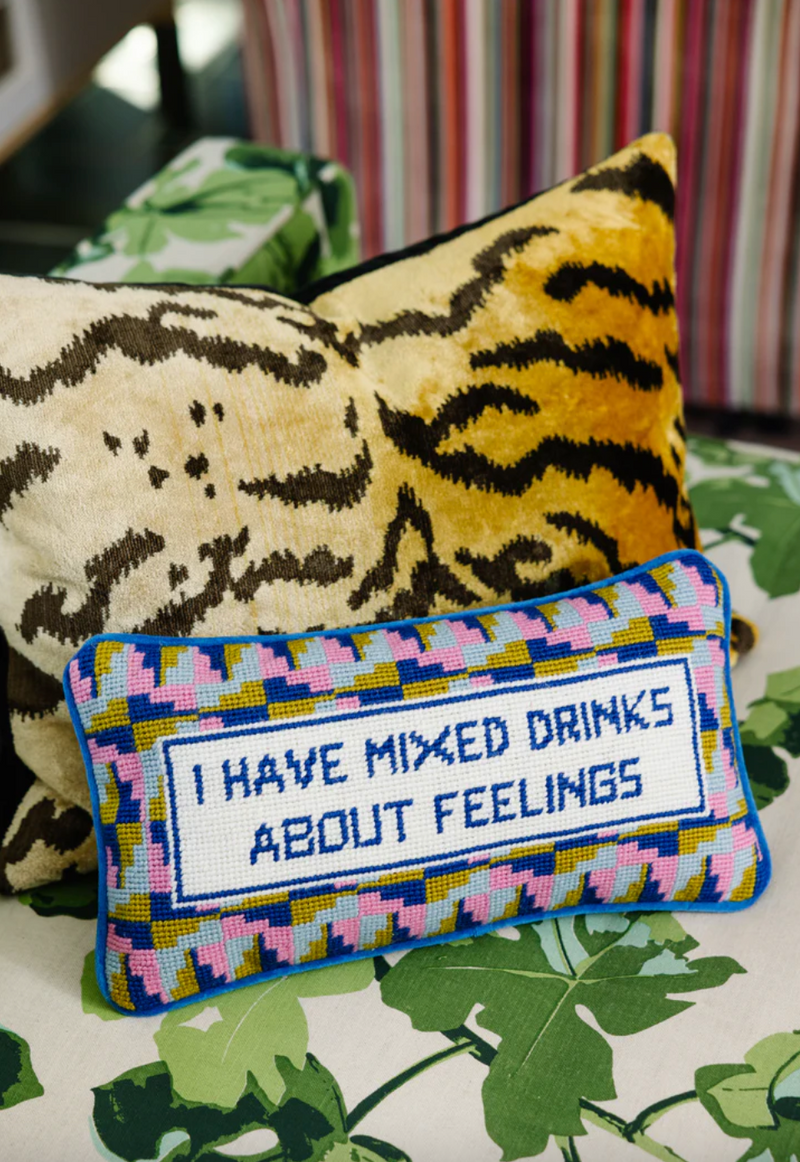Mixed Drinks Needlepoint Pillow