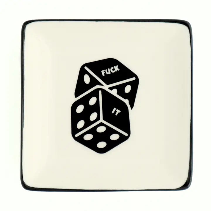 Fuck It Dice Square Trinket Tray