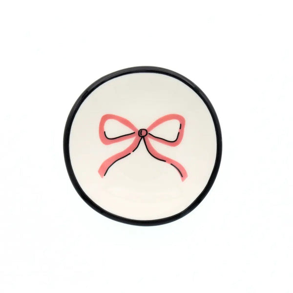 Salmon Pink Bow Ring Dish