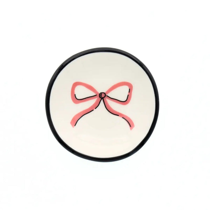Salmon Pink Bow Ring Dish