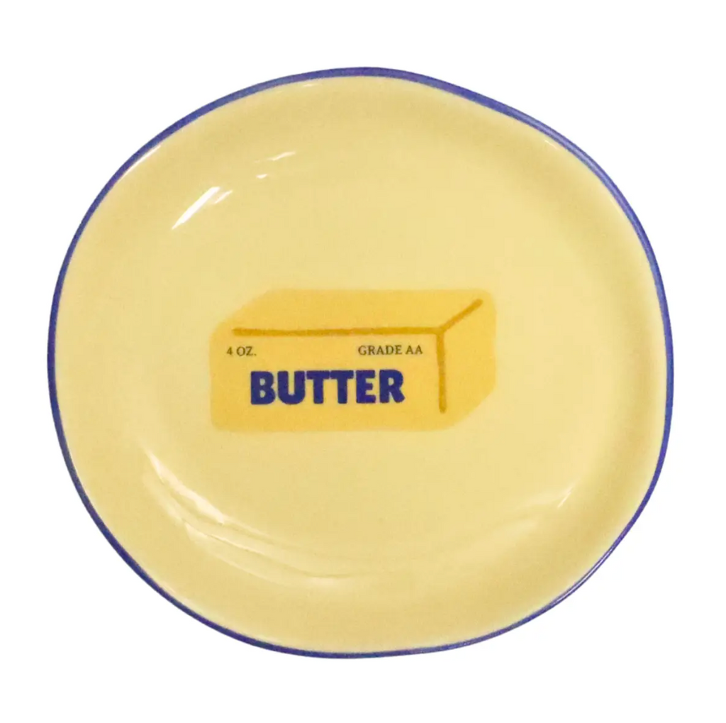 Blue Rim Butter Round Trinket Tray