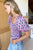 Shirred Blouse - Day Flowers Aurora Pink