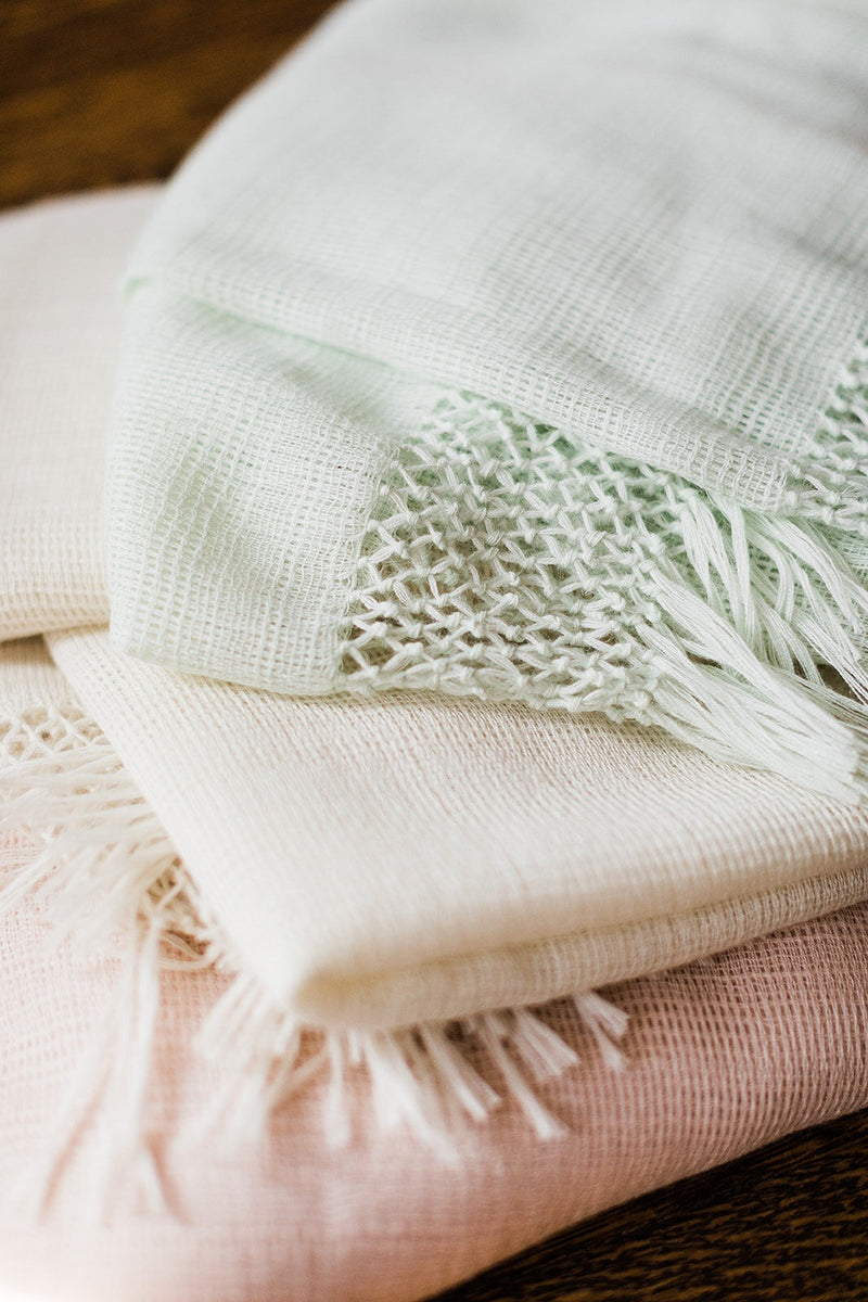 Dove and Donkey Lacey Throw - Pale Jade