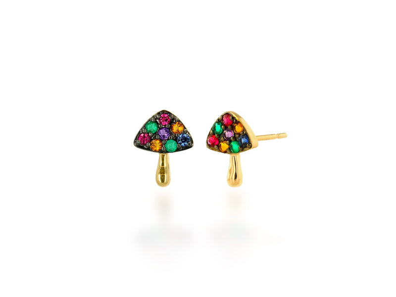 Rachel Reid Rainbow Gemstone Mushroom Earrings