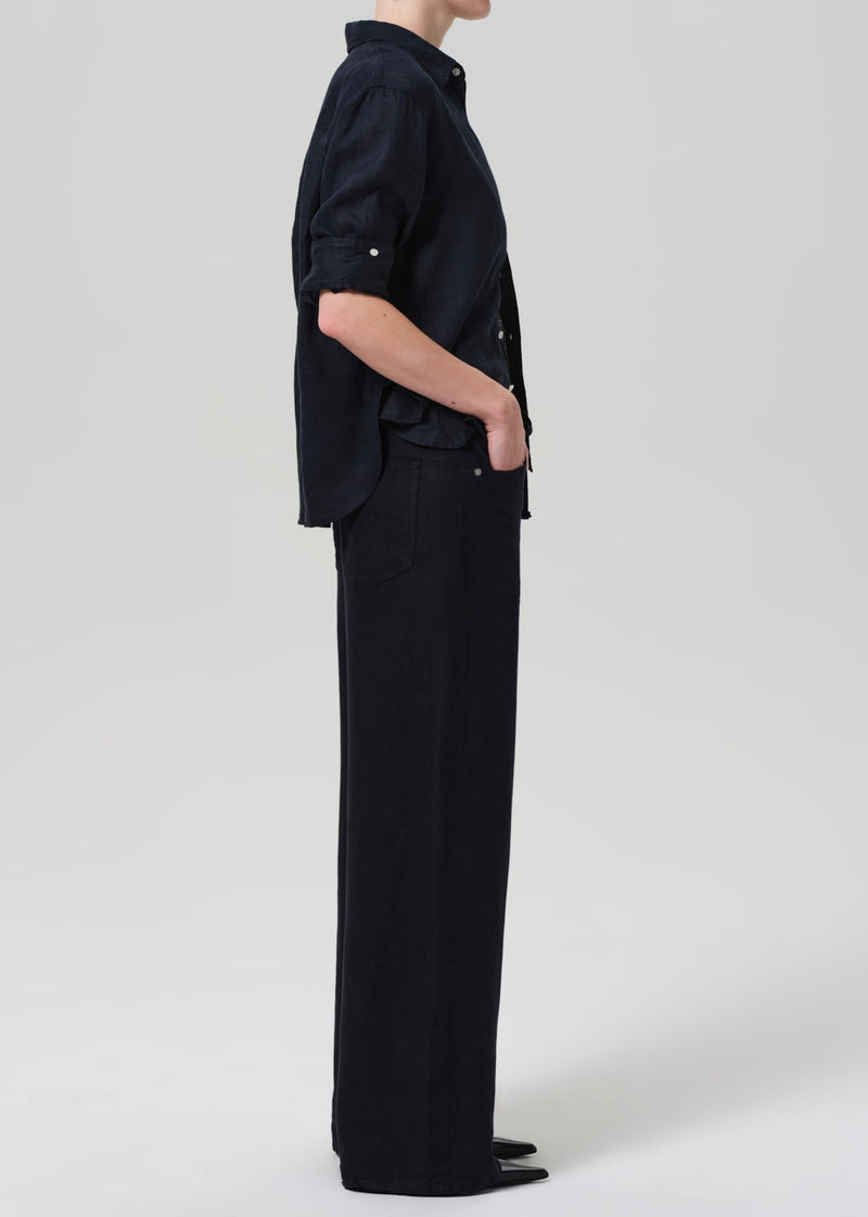 Brynn Drawstring Linen Trouser - True Navy