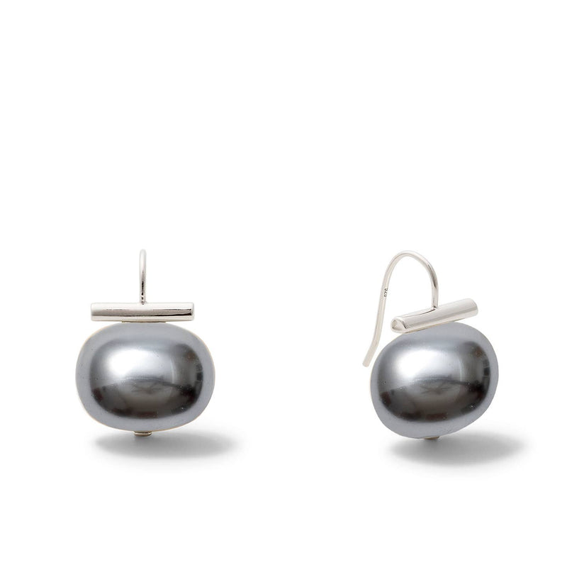 Statement Making Large Pebble Pearl Earrings - Sterling Silver