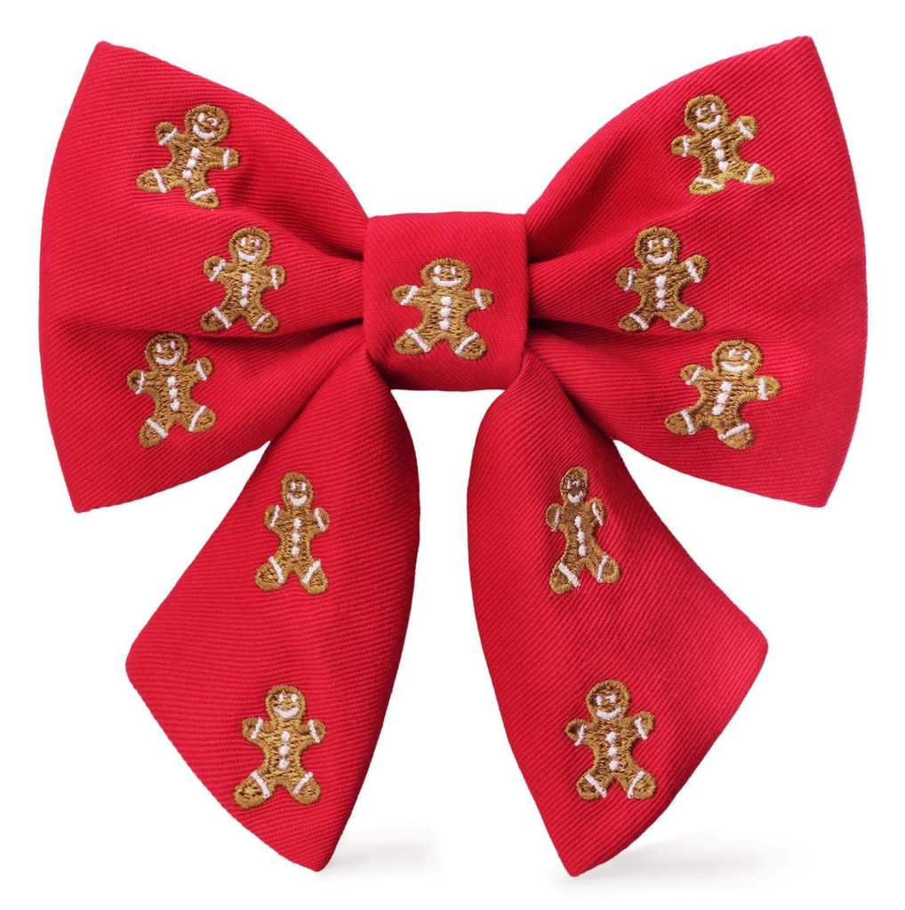Gingerbread Man Embroidered Lady Dog Bow