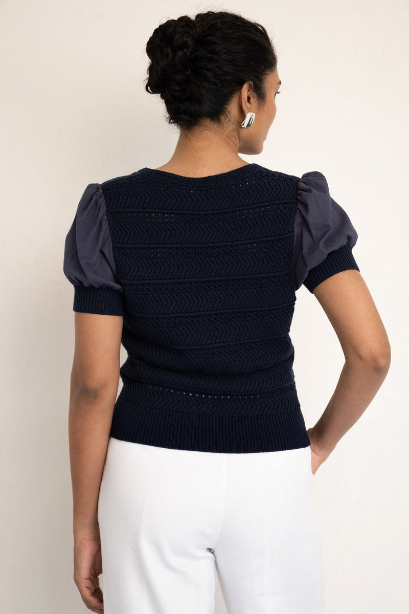 Patti V-Neck Top - Oxford