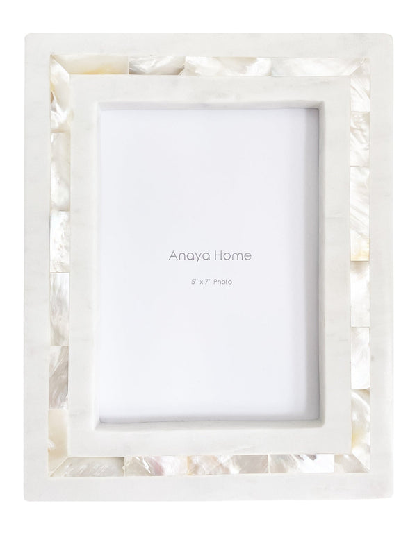 Anaya White Mother Of Pearl Marble Picture Frame