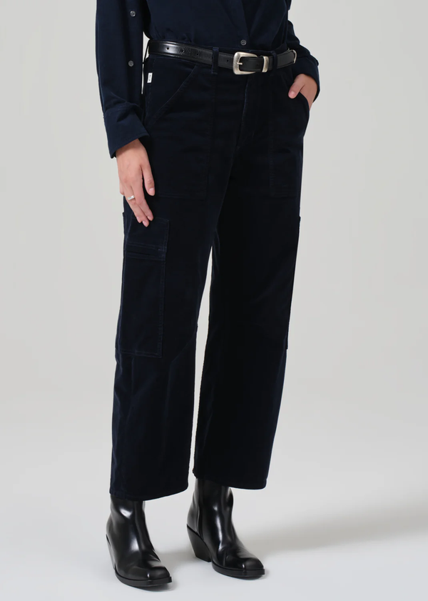 Marcelle Low Slung Corduroy Cargo - Navy