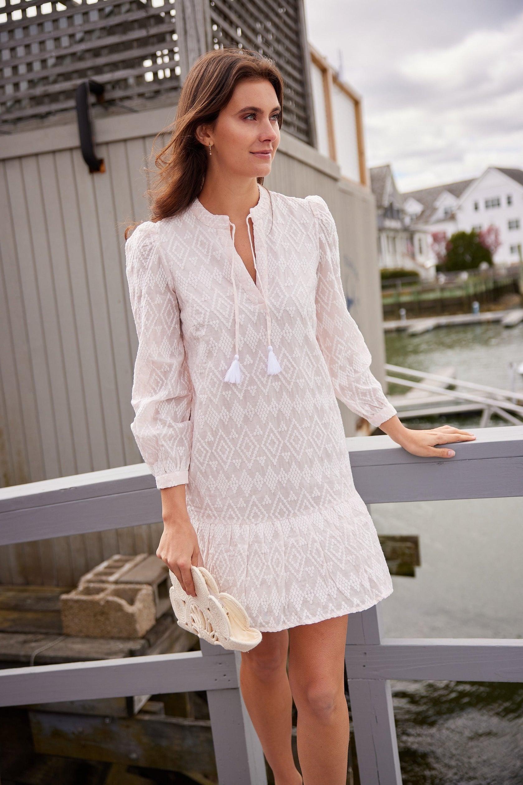 Embroidered Ruffle Hem Dress - Blush Nell Embroidered Ruffle Hem Dress - Blush Nell