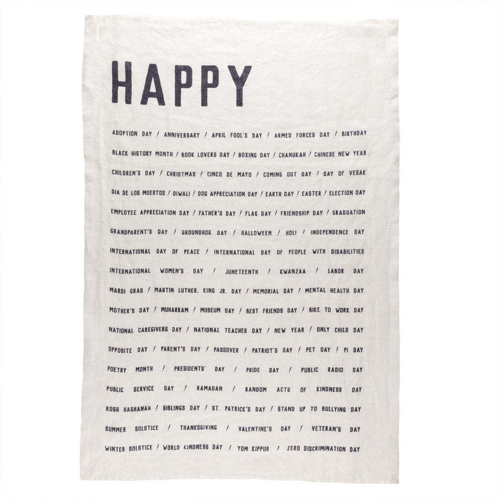 Happy Linen Tea Towel