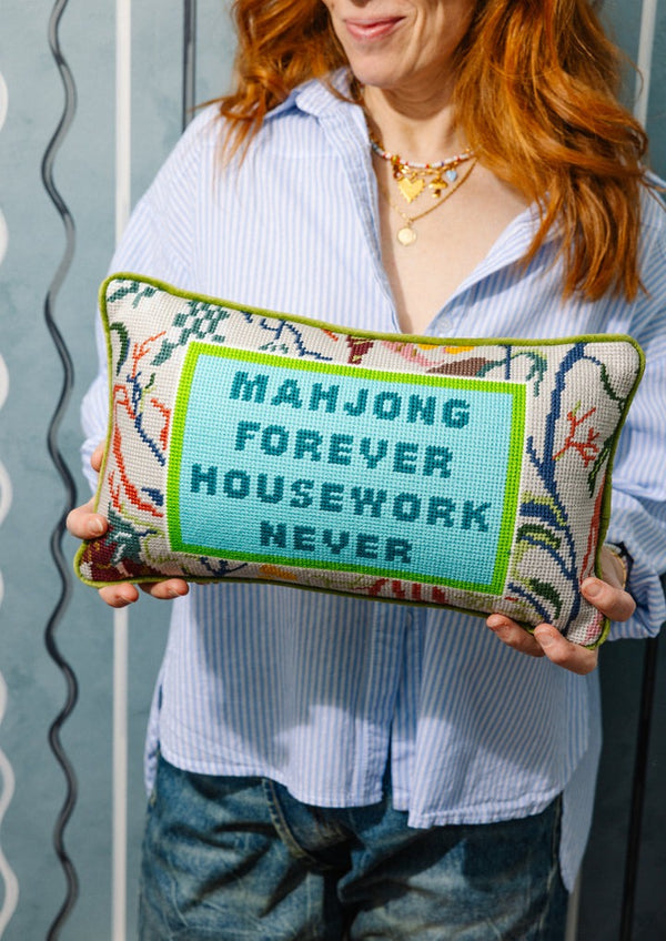 Mahjong Forever Needlepoint Pillow