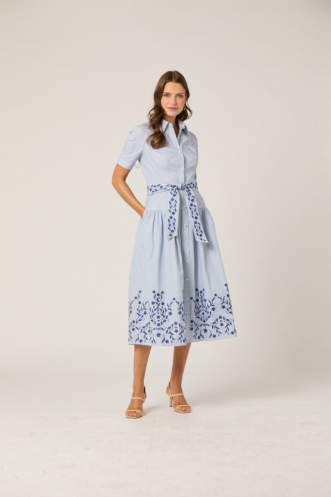 Finley Dress - Light Blue/Ivory/Navy