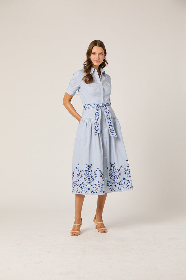 Finley Dress - Light Blue/Ivory/Navy