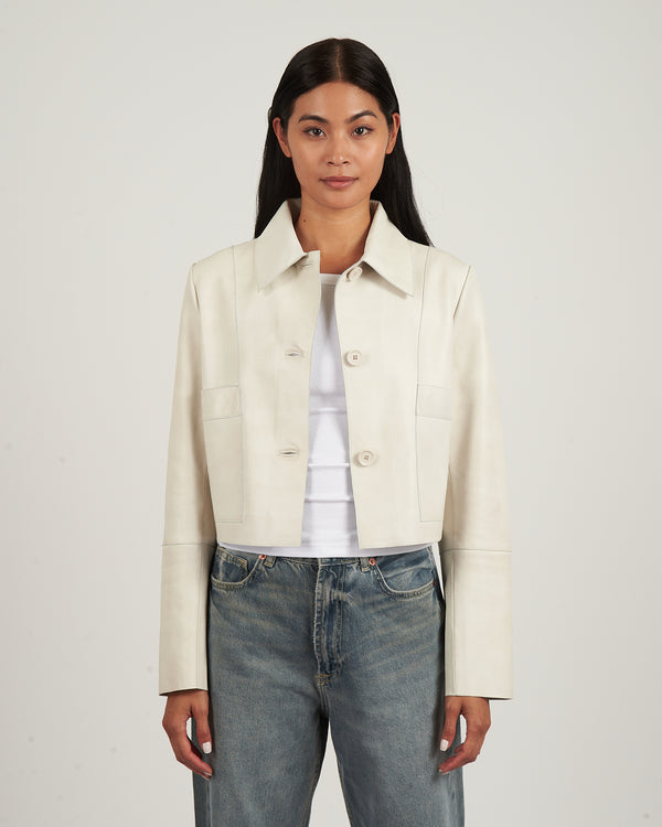 Simona Vintage Leather Jacket - Coconut