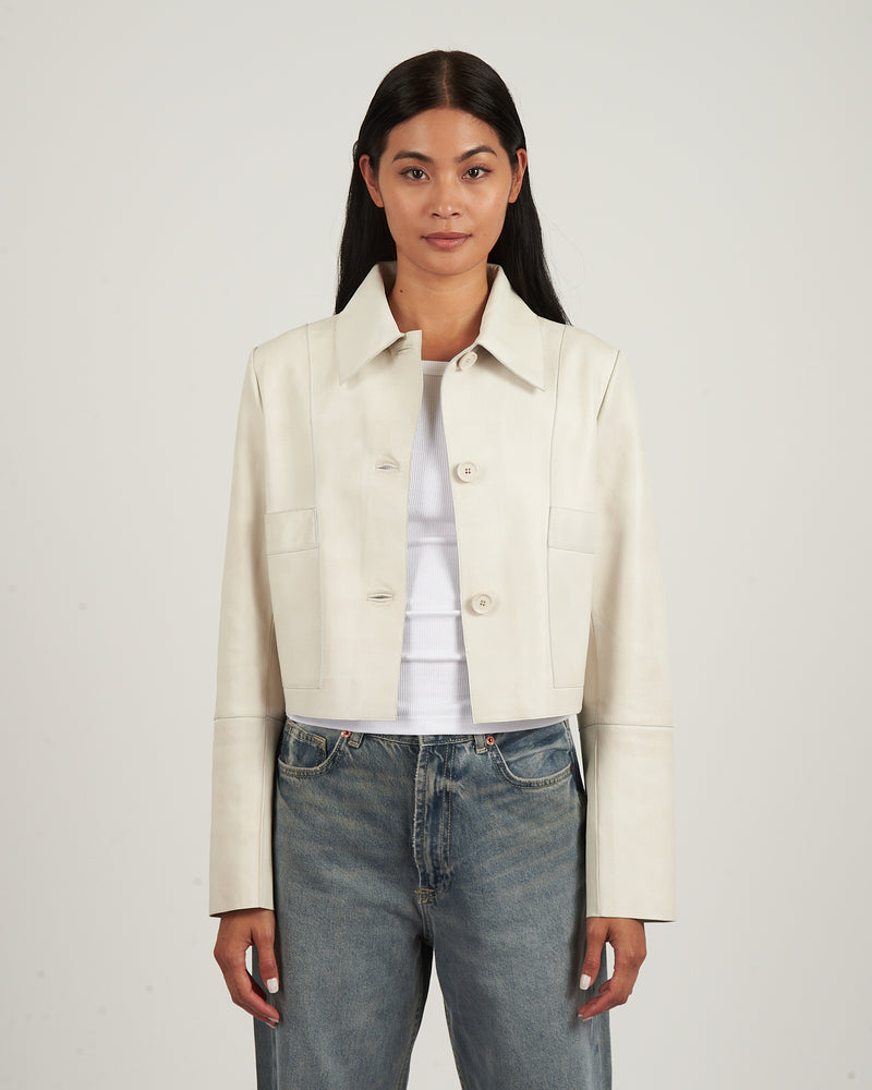 Simona Vintage Leather Jacket - Coconut