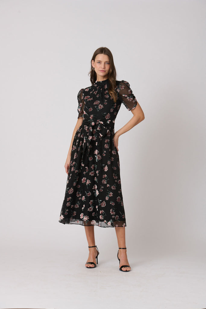 Brittany Dress - Jet/Mauve Multi
