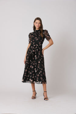 Brittany Dress - Jet/Mauve Multi