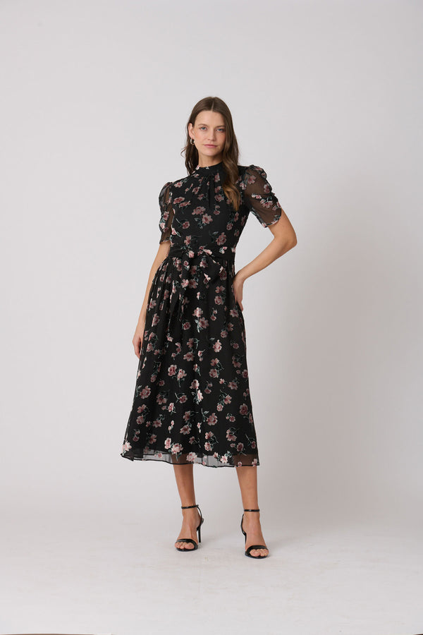 Brittany Dress - Jet/Mauve Multi