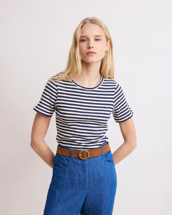 Teofila Striped T-Shirt - Navy/Ecru