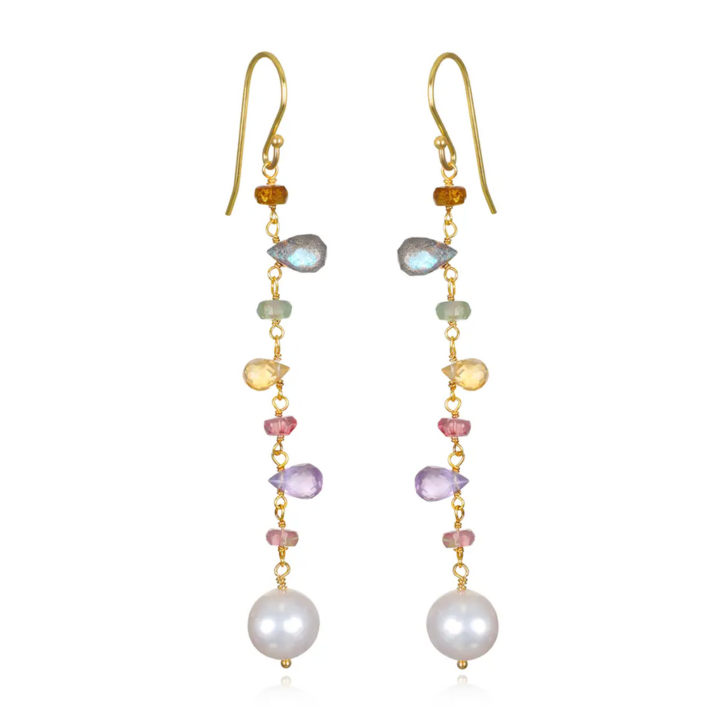 Wildflower Dangle Earrings - Pearl