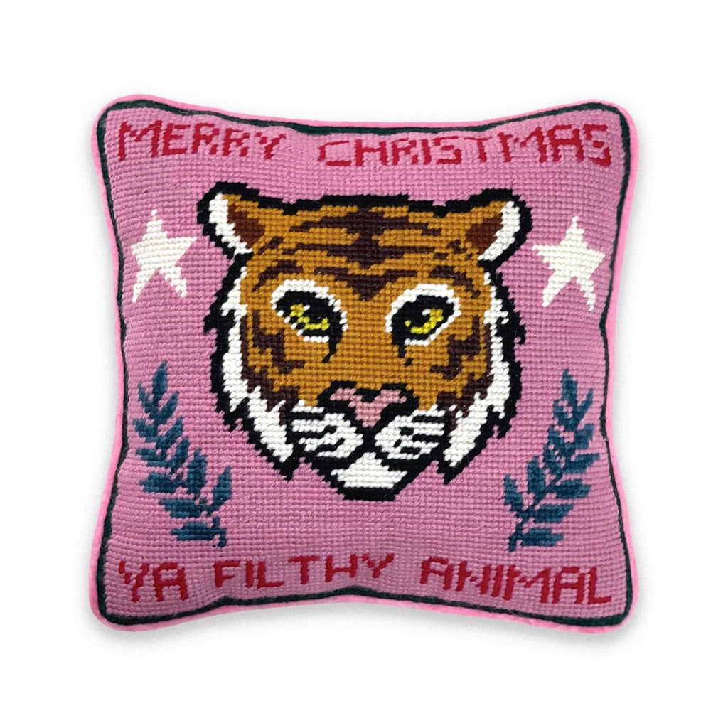 Furbish Studio Filthy Animal Needlepoint Pillow