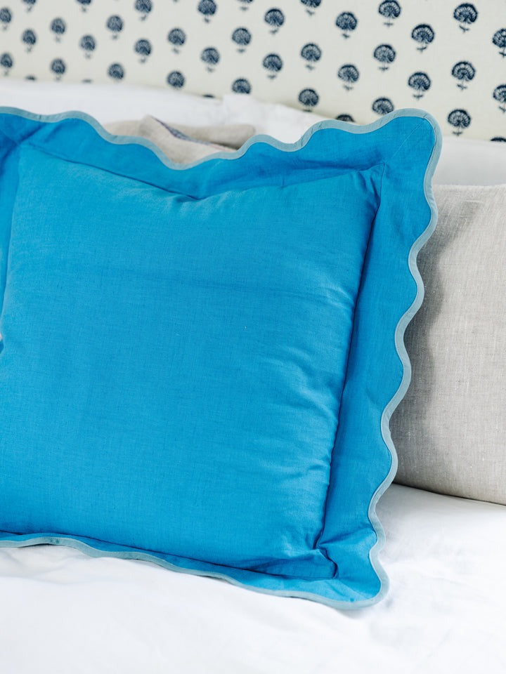 Darcy Linen Pillow - Peacock + Aqua