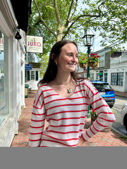 Cortland Park Aquinnah Sweater - Snow/Watermelon