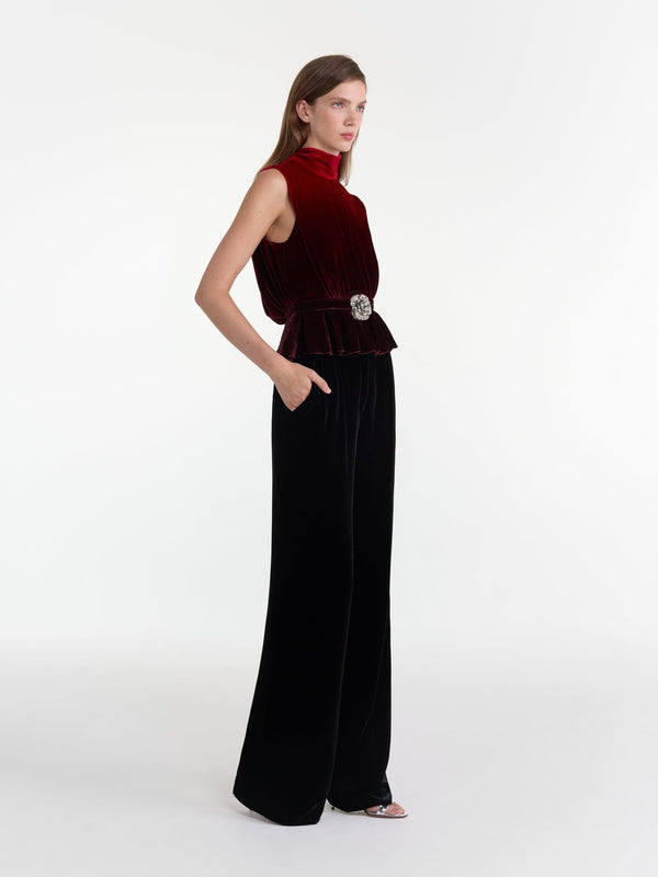 Fleur Velvet Top - Ombre Rouge