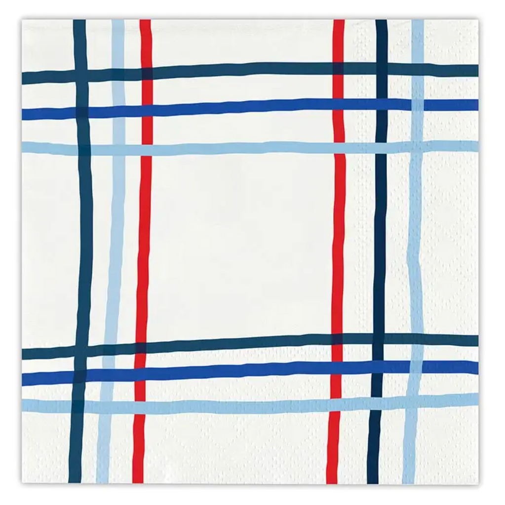 4th Of July Plaid Beverage Napkins