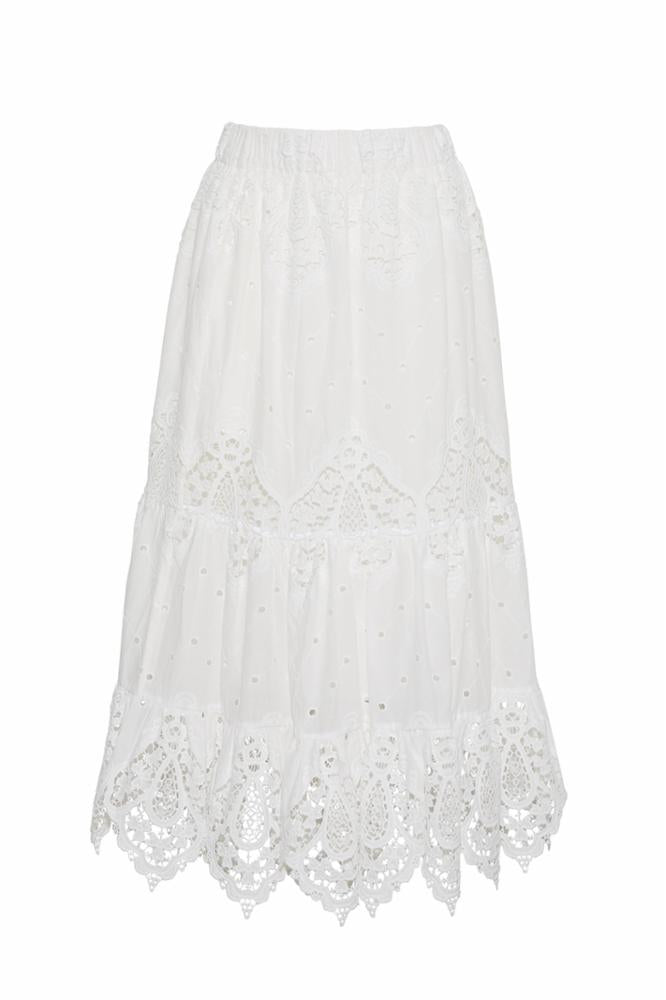 Chase Skirt - White Embroidered Eyelet