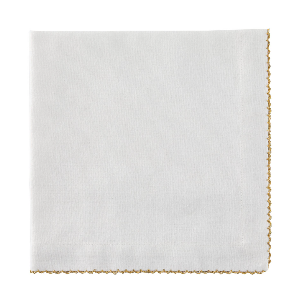 Crochet Edge Napkin Set - Gold