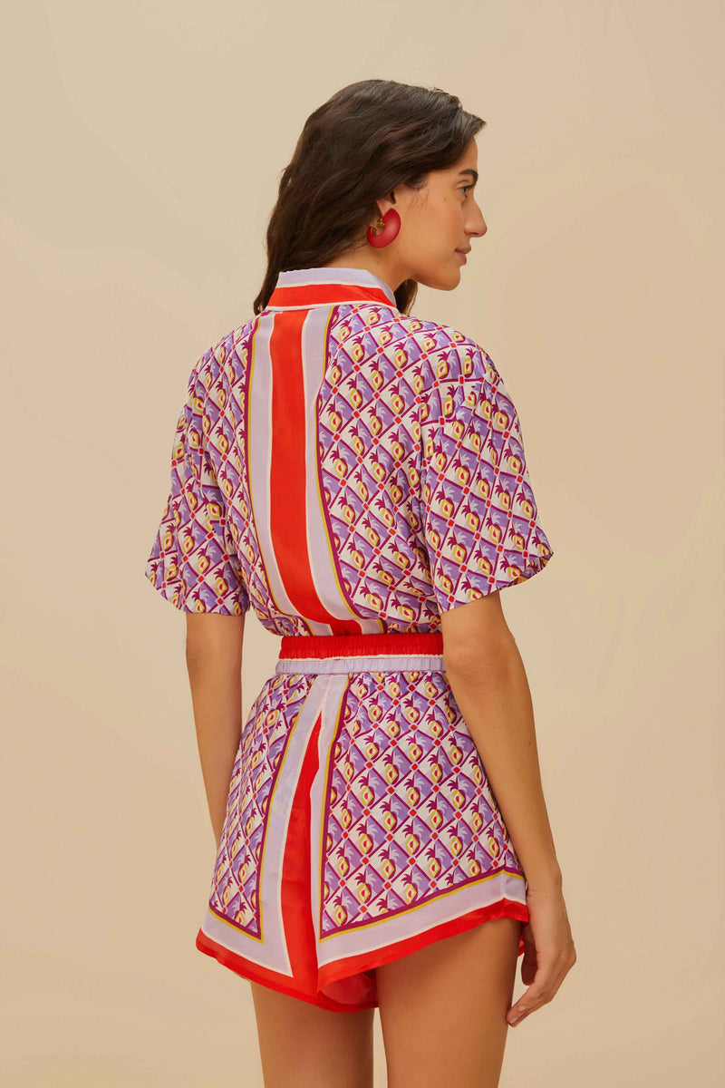 Graphic Pineapple Scarf Multicolor Shorts