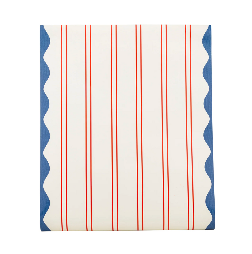 Red & Blue Striped Paper Table Runner