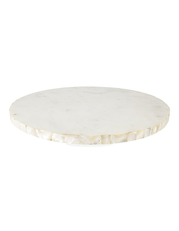 Anaya White Mother Of Pearl Marble Lazy Susan