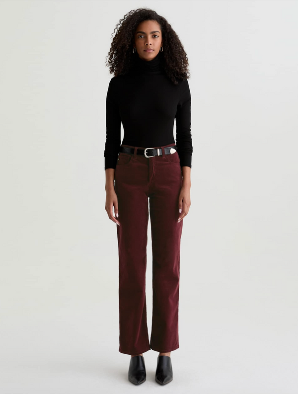 Brinley Mid-Rise Straight Corduroy - Winery