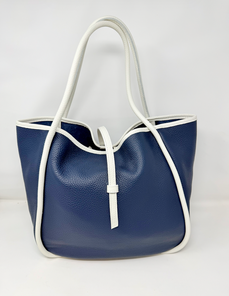 Two Tone Leather Ellis Hobo Tote