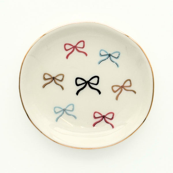 Multicolor Bows Round Trinket Tray