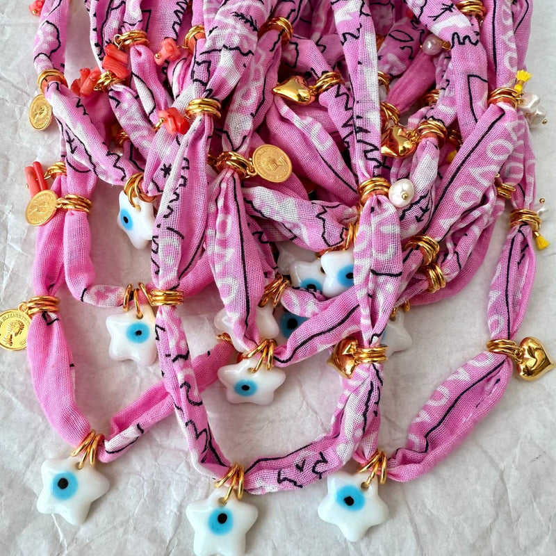 Bohemian Pink Bandana Scarf Necklace