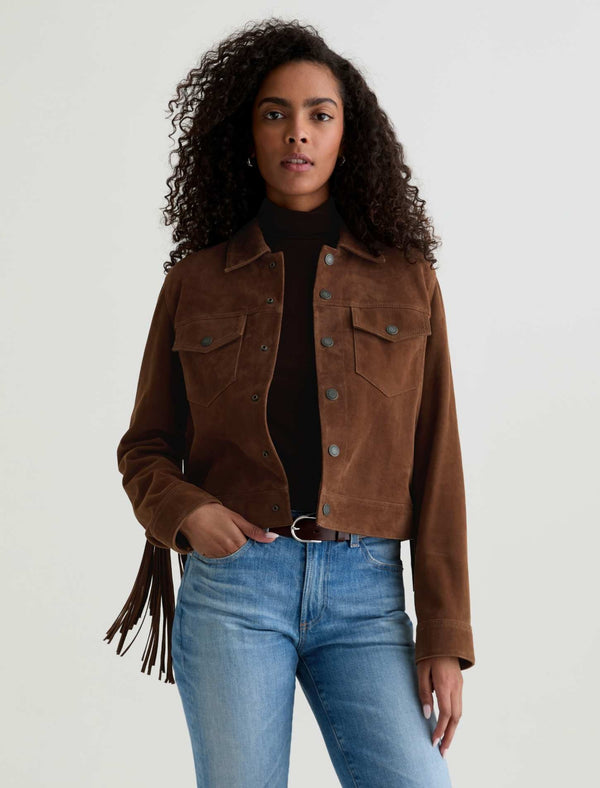 Molly Fringed Trucker Jacket - Toffee