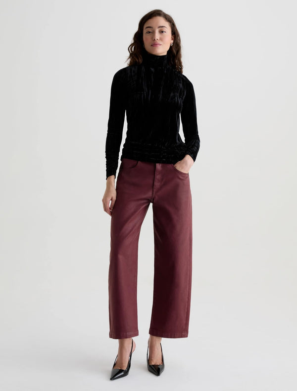Hattie High-Rise Barrel Crop - Leatherette Winery