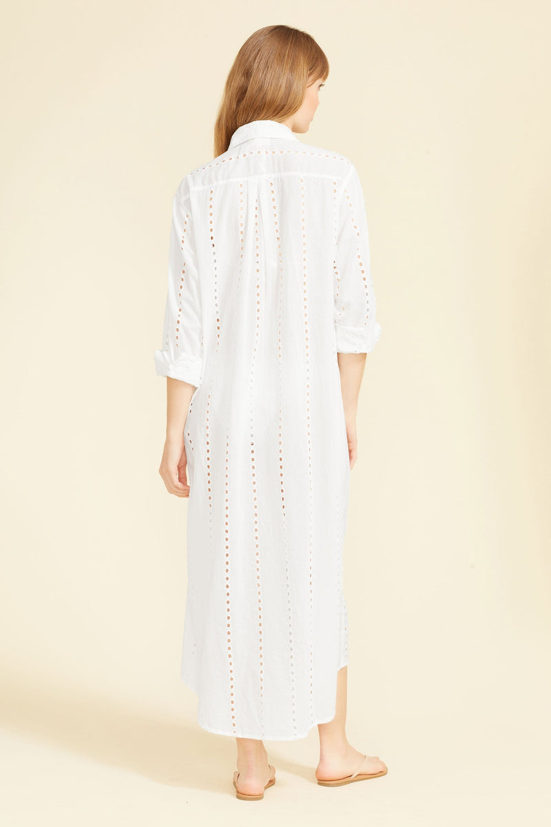 Positano Maxi Shirt Dress - Whte