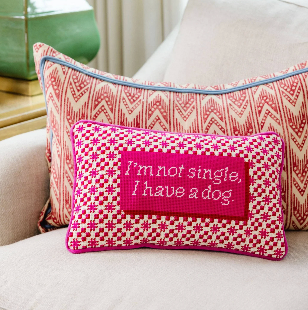 Single Dog Needlepoint Pillow