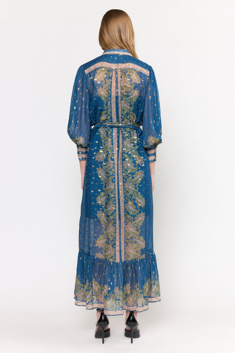 Agatha Dress - Prussian Paisley