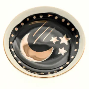 Gold Moon and Stars Round Trinket Tray