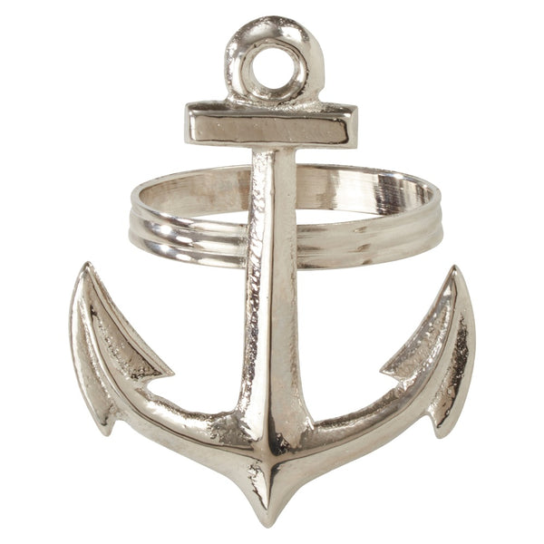 Anchor Napkin Ring Set - Silver