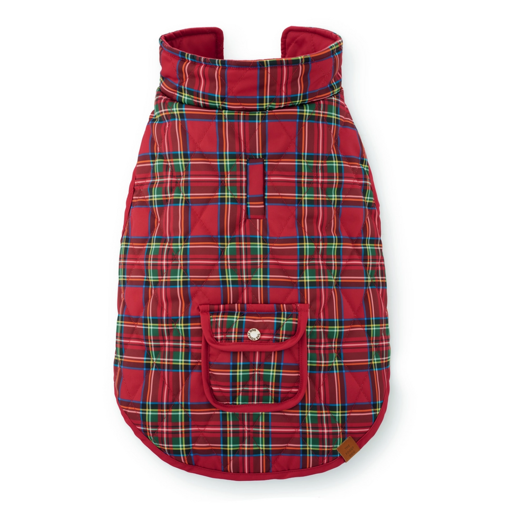 Foggy Dog Tartan Reversible Dog Jacket - Red