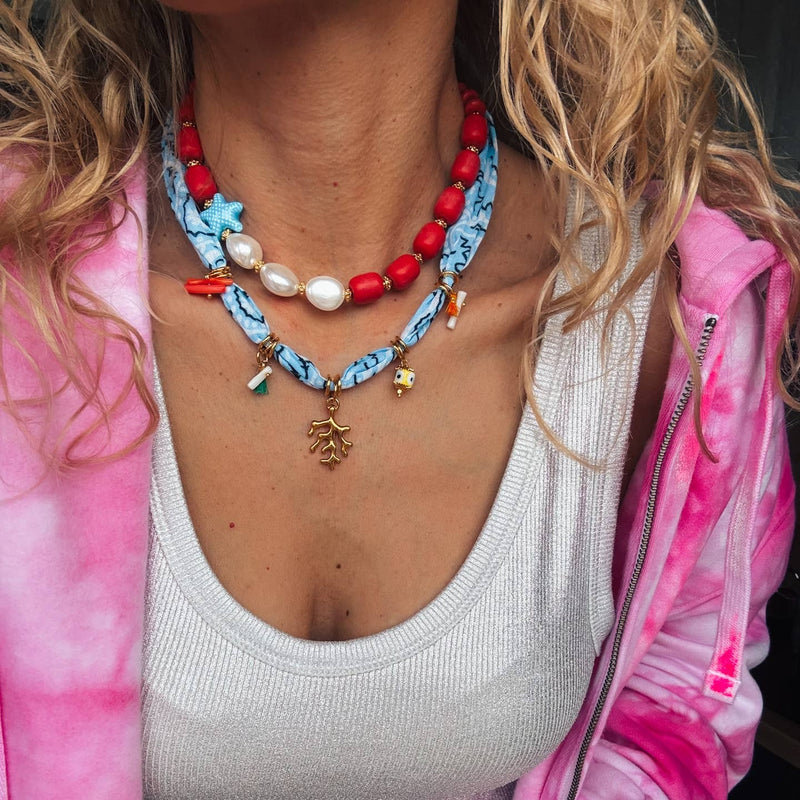 Red Colorful Beaded Necklace
