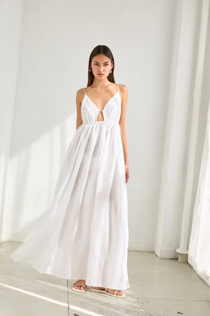Solid Linen Empire Waist Dress